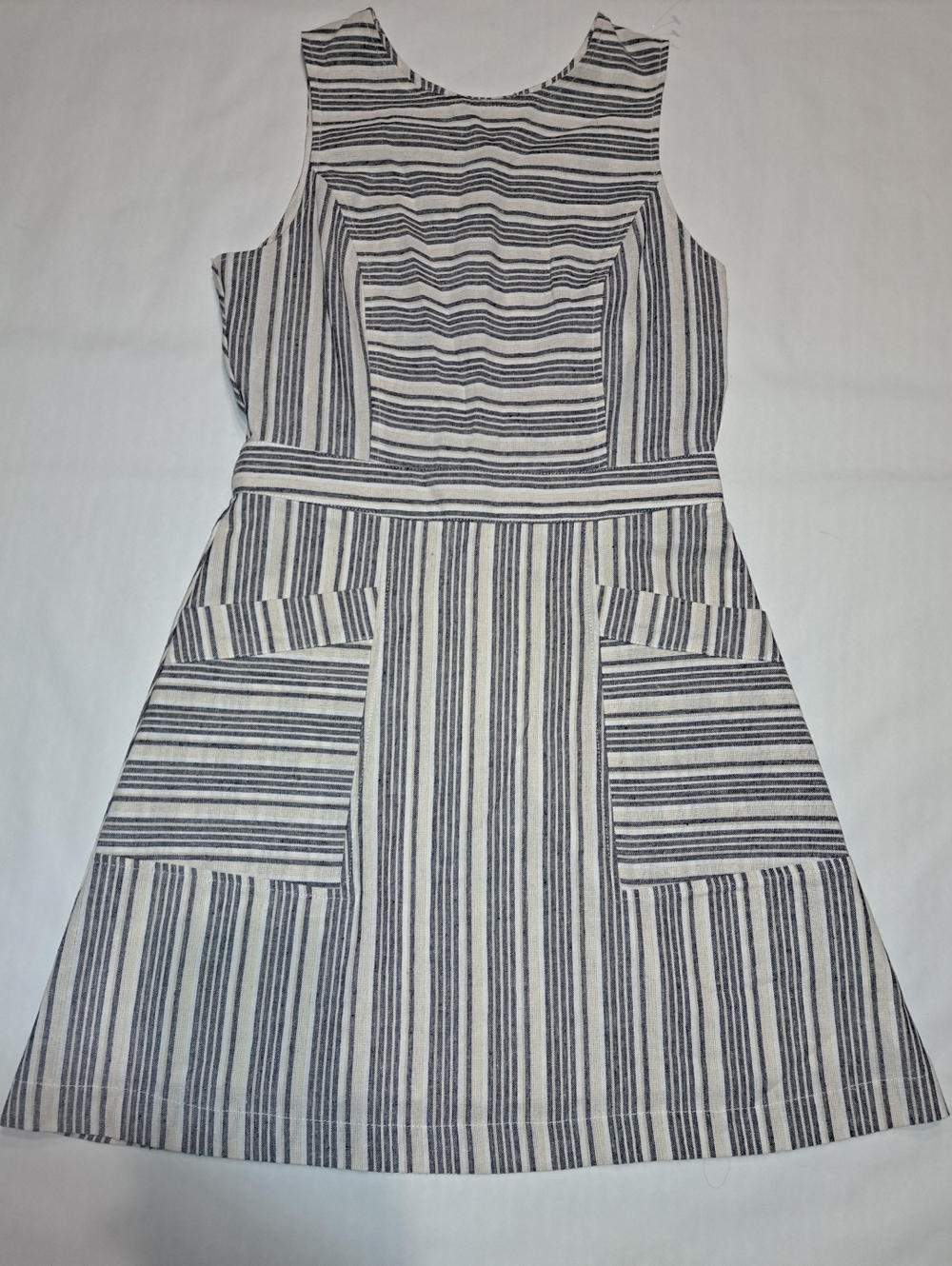 Altar'd State Black and White Striped Sleeveless A-Line Dress